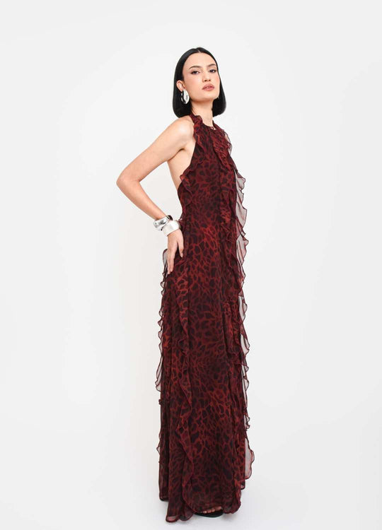 VESTIDO LONGO ANIMAL PRINT