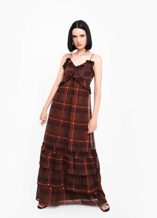 VESTIDO LONGO COM BABADOS