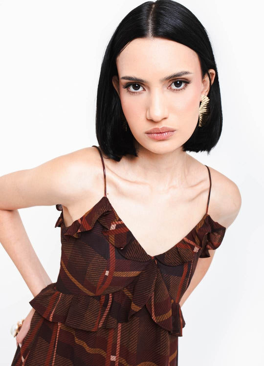 VESTIDO LONGO COM BABADOS