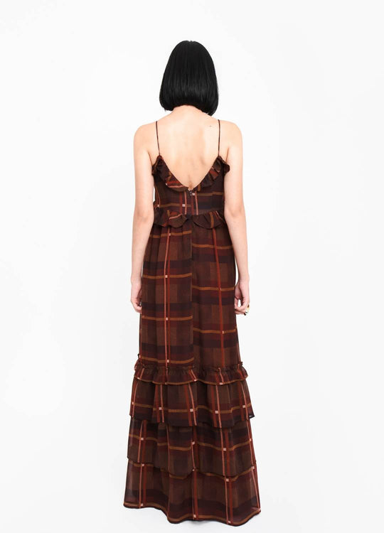 VESTIDO LONGO COM BABADOS