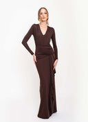 VESTIDO LONGO COM DRAPEADO