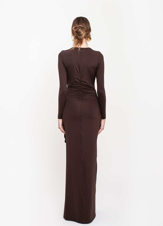 VESTIDO LONGO COM DRAPEADO