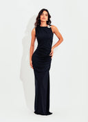 VESTIDO LONGO COM DRAPEADO LATERAL