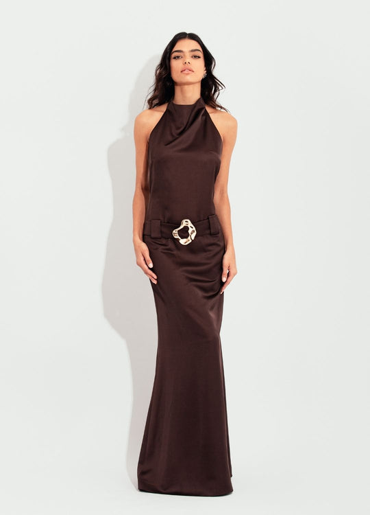 VESTIDO LONGO COM FIVELA