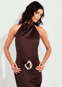 VESTIDO LONGO COM FIVELA