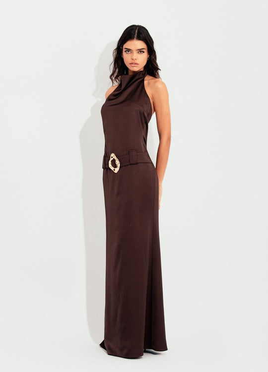 VESTIDO LONGO COM FIVELA