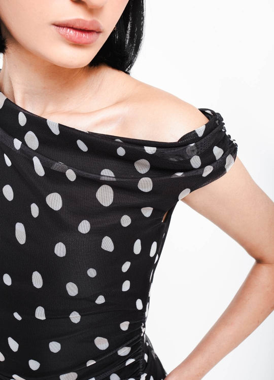 VESTIDO TULE DRAPEADO POÁ JM